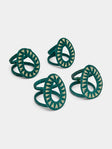 CasaLatina - Gota Handwoven Werregue Palm Napkin Rings (Set of 4) - Blue - ABASK - 