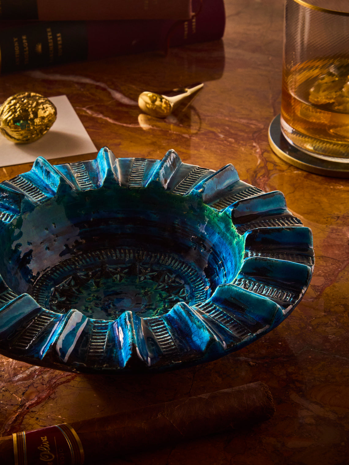 Antique and Vintage - Mid-Century Bitossi Rimini Blue Ceramic Ashtray - Blue - ABASK