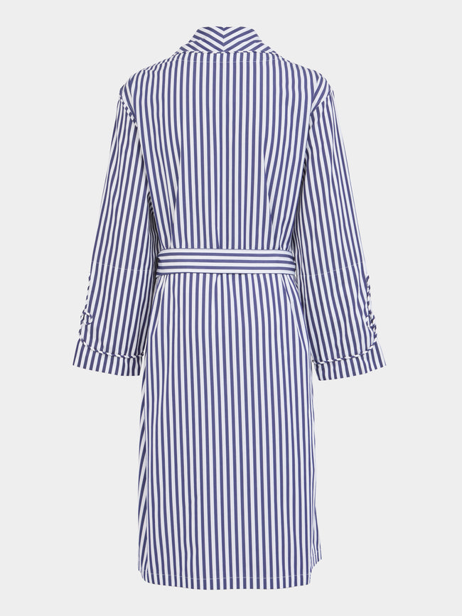 Sebline - Frogging Hand-Embroidered Cotton Robe - Blue - ABASK