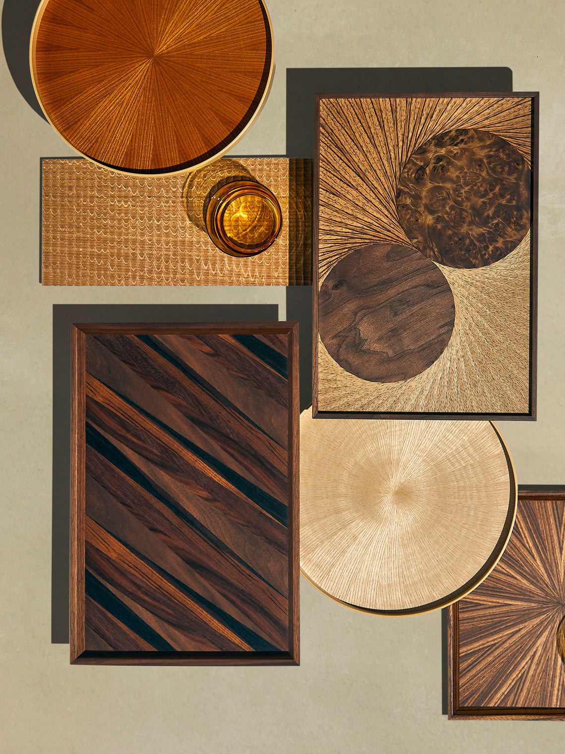 Mori Kougei - Poke Marquetry Wood Tray (15in/38.5cm) - Multiple - ABASK