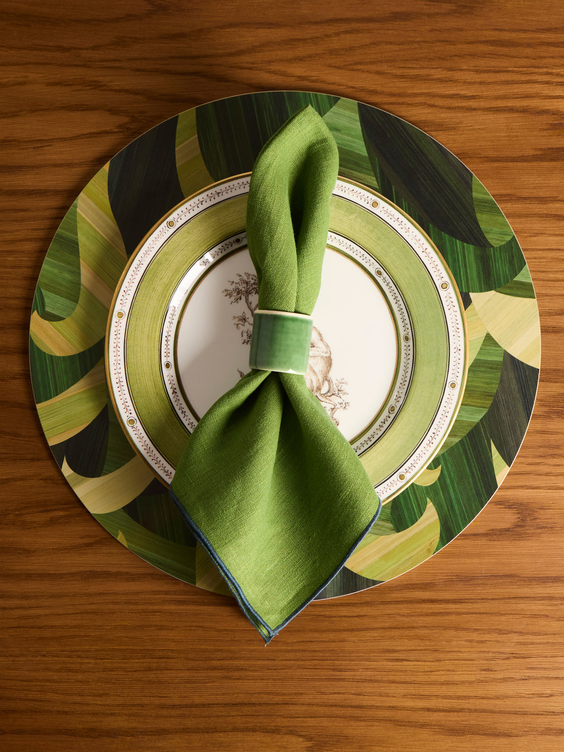 HestiaLiving - Tropique Wood Placemats (Set of 4) - Green - ABASK