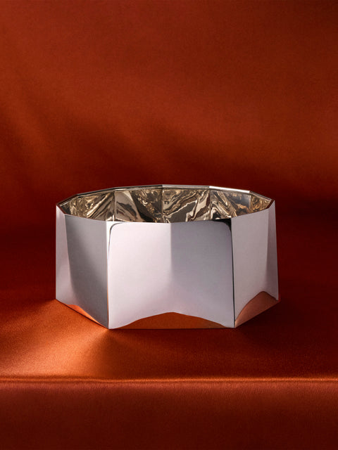 San Lorenzo - 1971 Afra and Tobia Scarpa Polygonal Sterling Silver Vase (9in/23.5cm) - Silver - ABASK