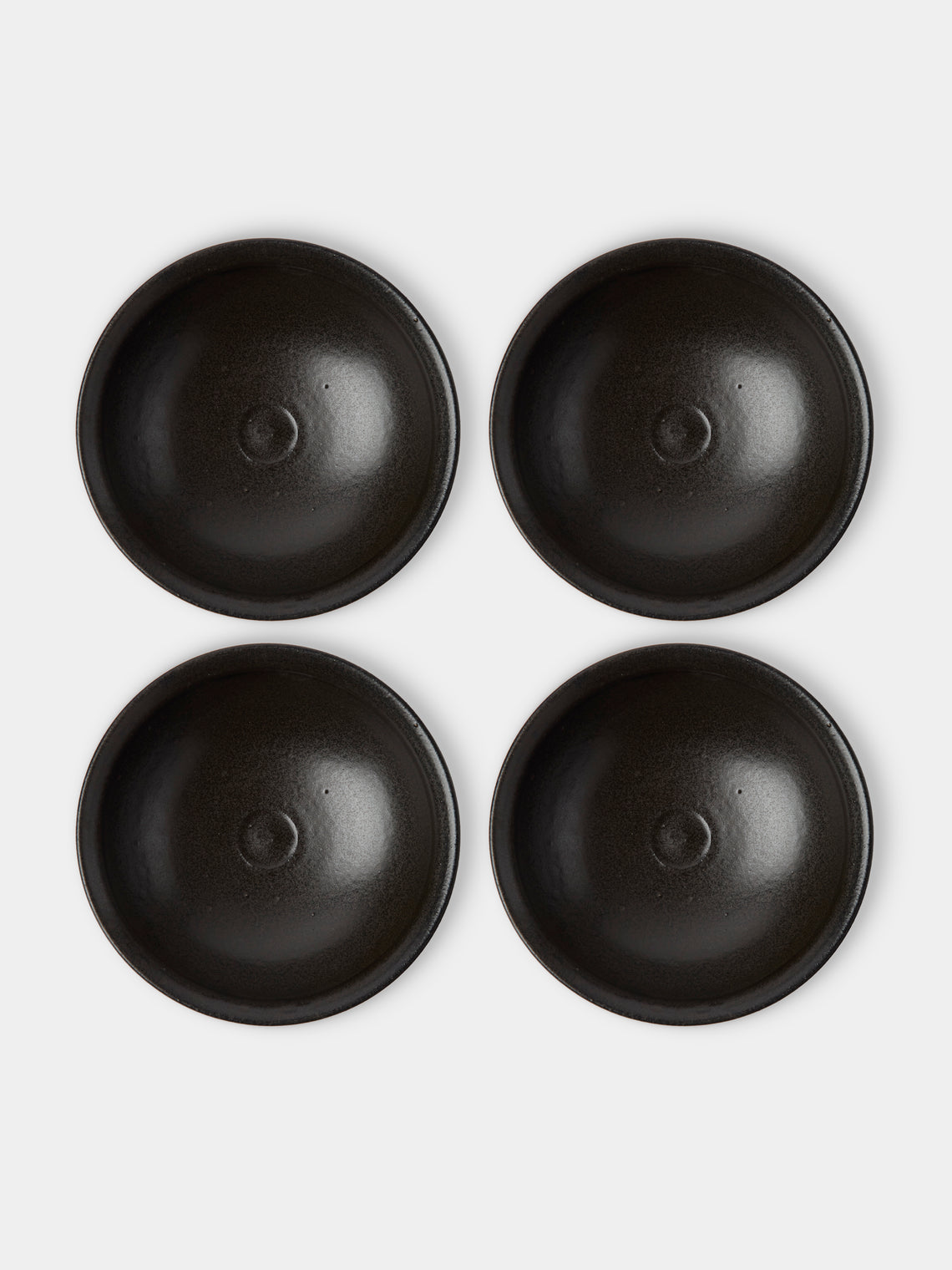 Fuminari Araga - Kohiki Slipware Shallow Bowls – 6in/15cm (Set of 4) - Black - ABASK