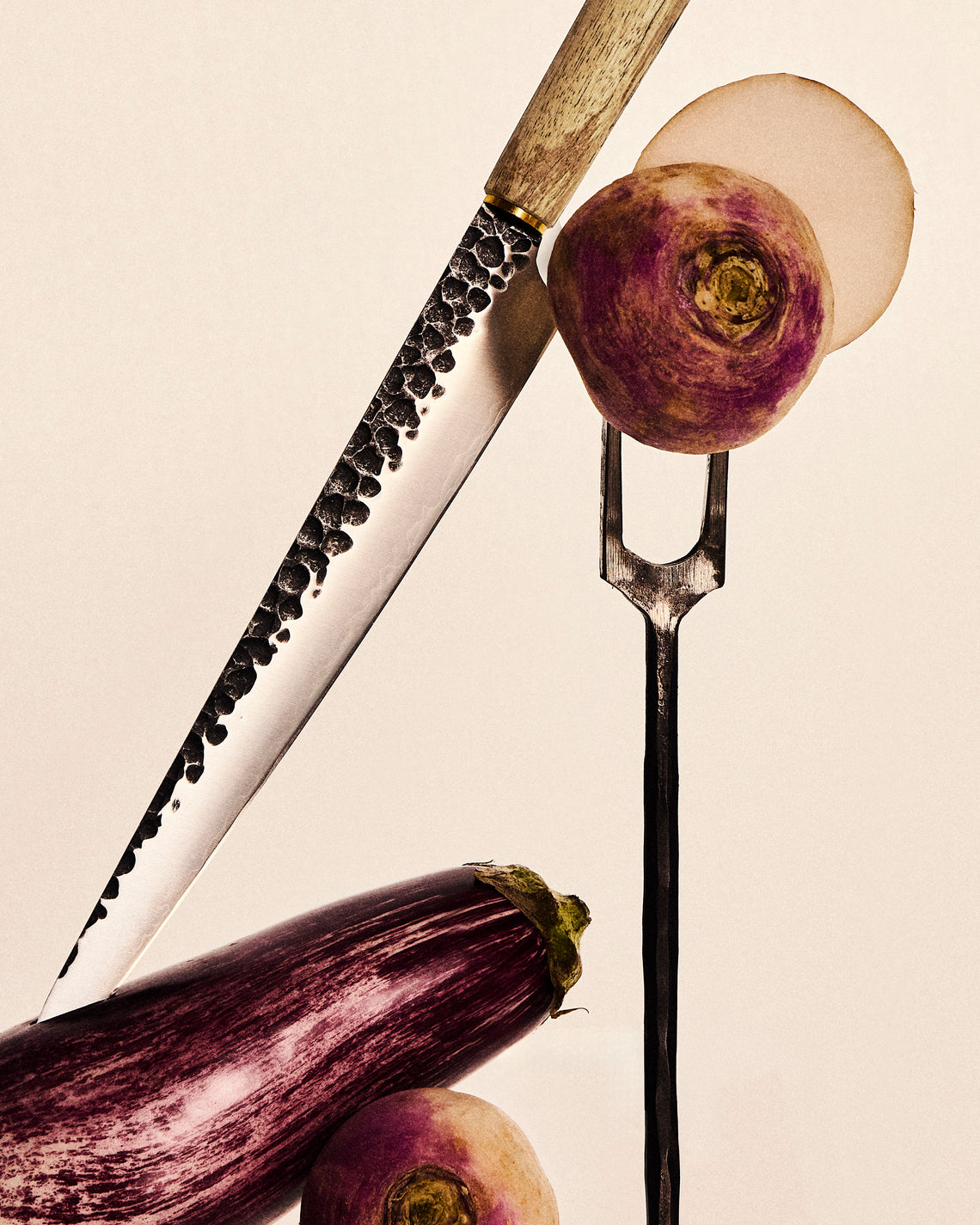 Katto - Spalted Tamarind Sheffield Steel Carving Set - Brown - ABASK