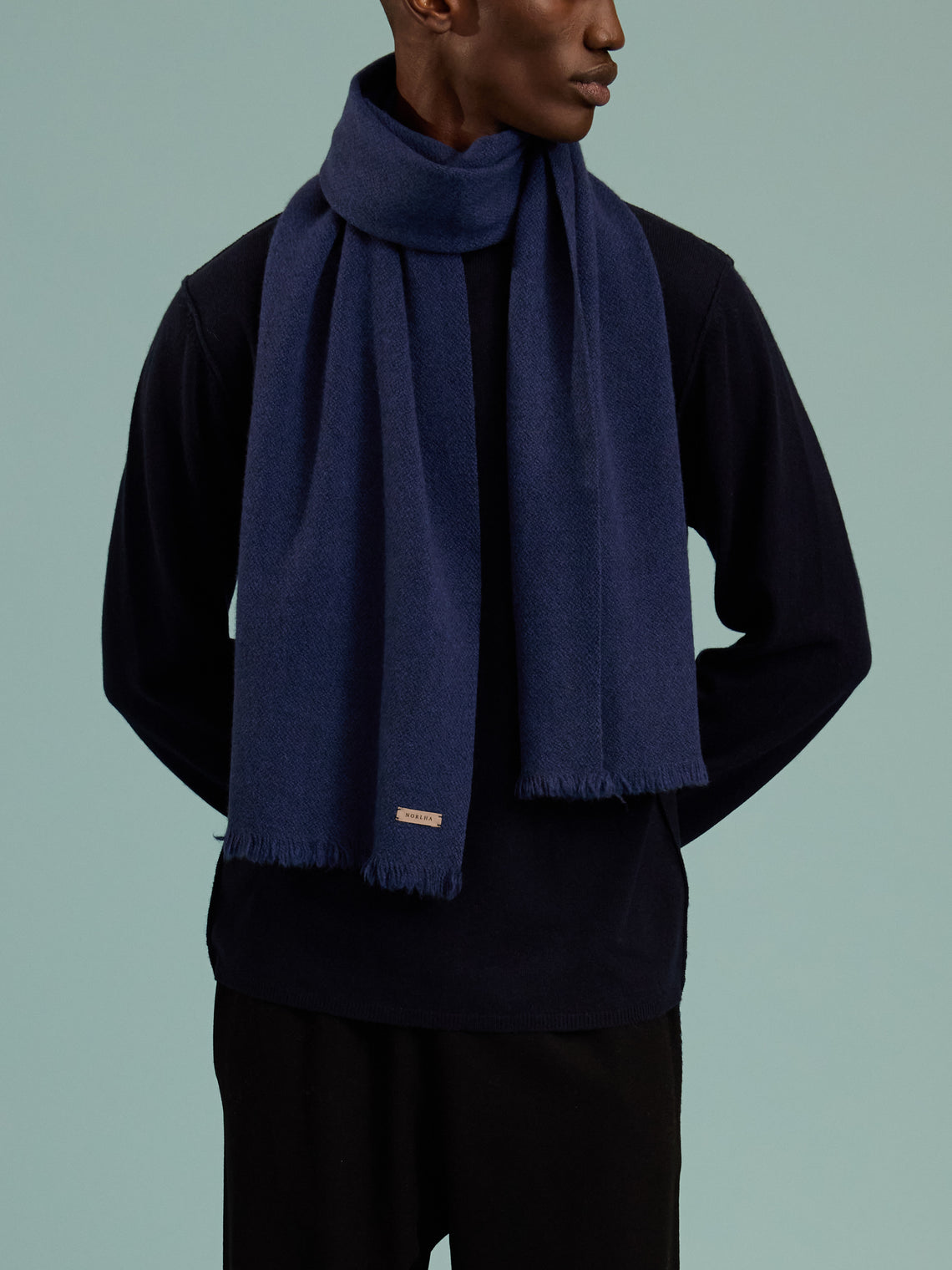 Norlha - Nomad Classic Hand-Spun Yak Khullu Skinny Scarf (71in/1.8m) - Blue - ABASK