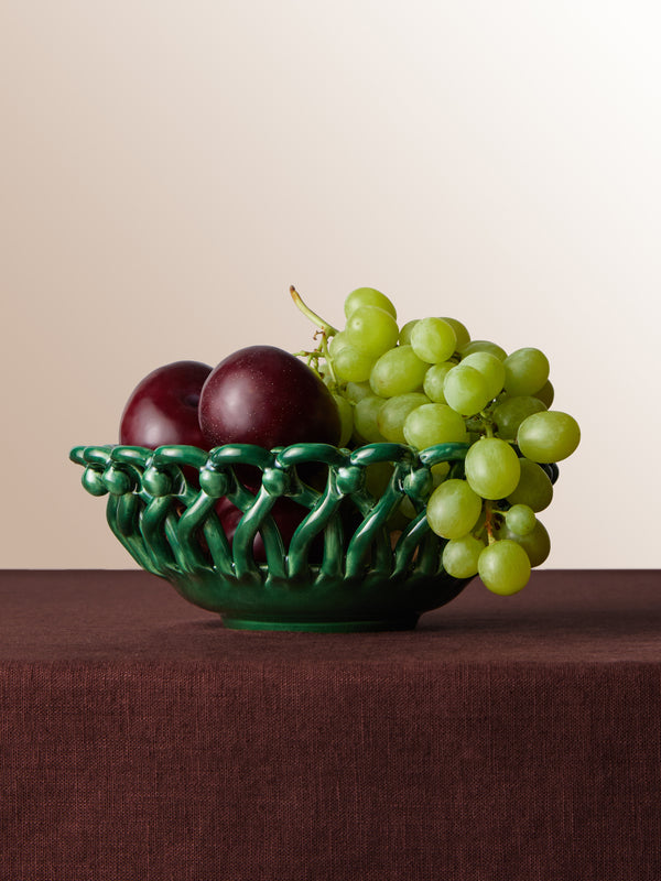 Maison Pichon Uzès - Hand-Glazed Ceramic Braided Bread Basket -  - ABASK