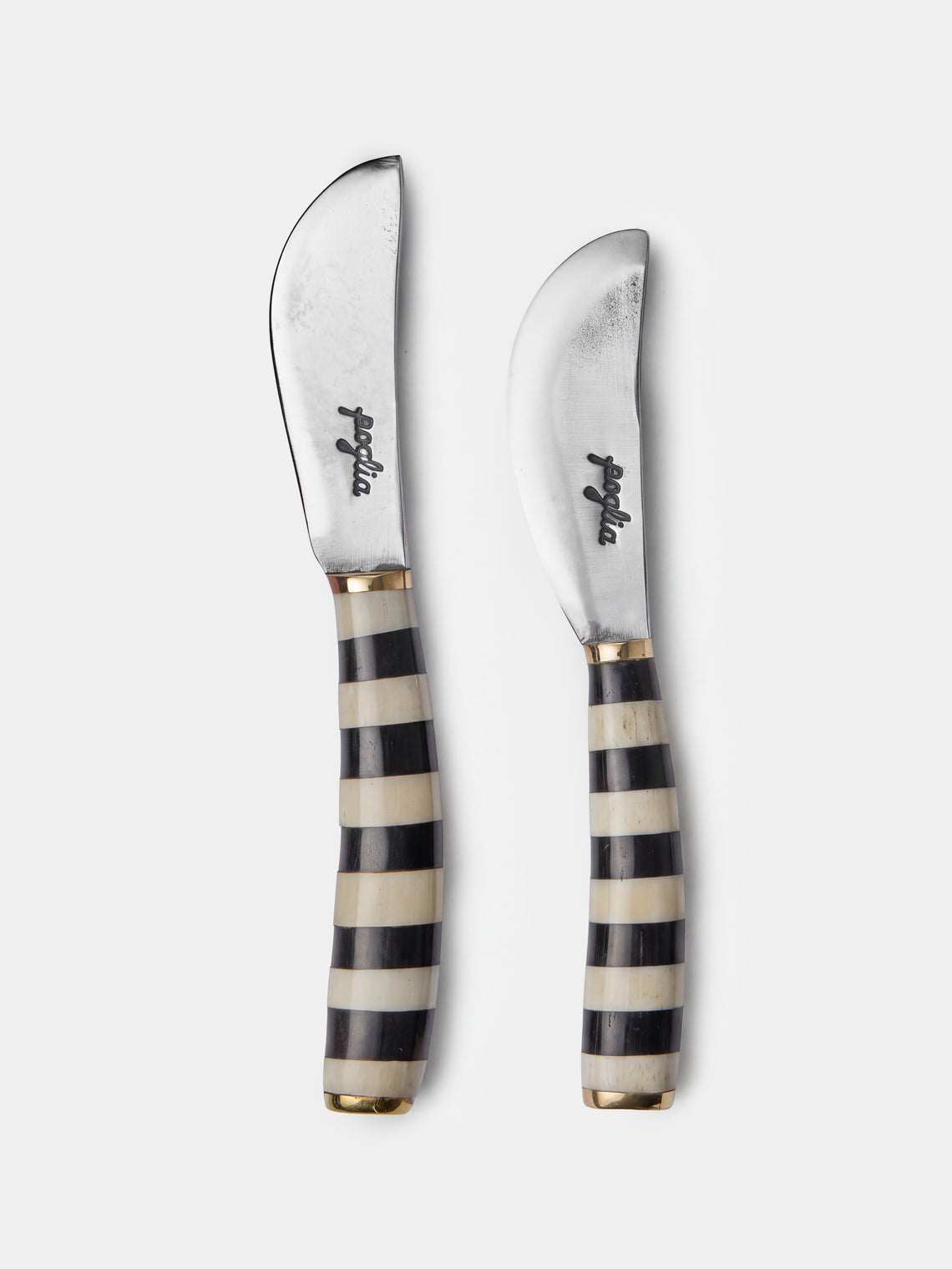Poglia - | Set of 2 | Horn and Bone Butter Spreaders - Black - ABASK - 