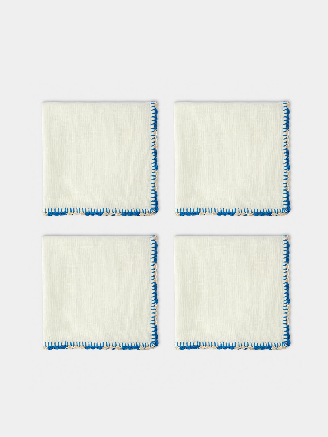Anut Cairo - Luxor Hand-Crocheted Linen Napkins (Set of 4) - White - ABASK