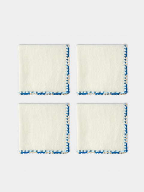 Anut Cairo - Luxor Hand-Crocheted Linen Napkins (Set of 4) - White - ABASK