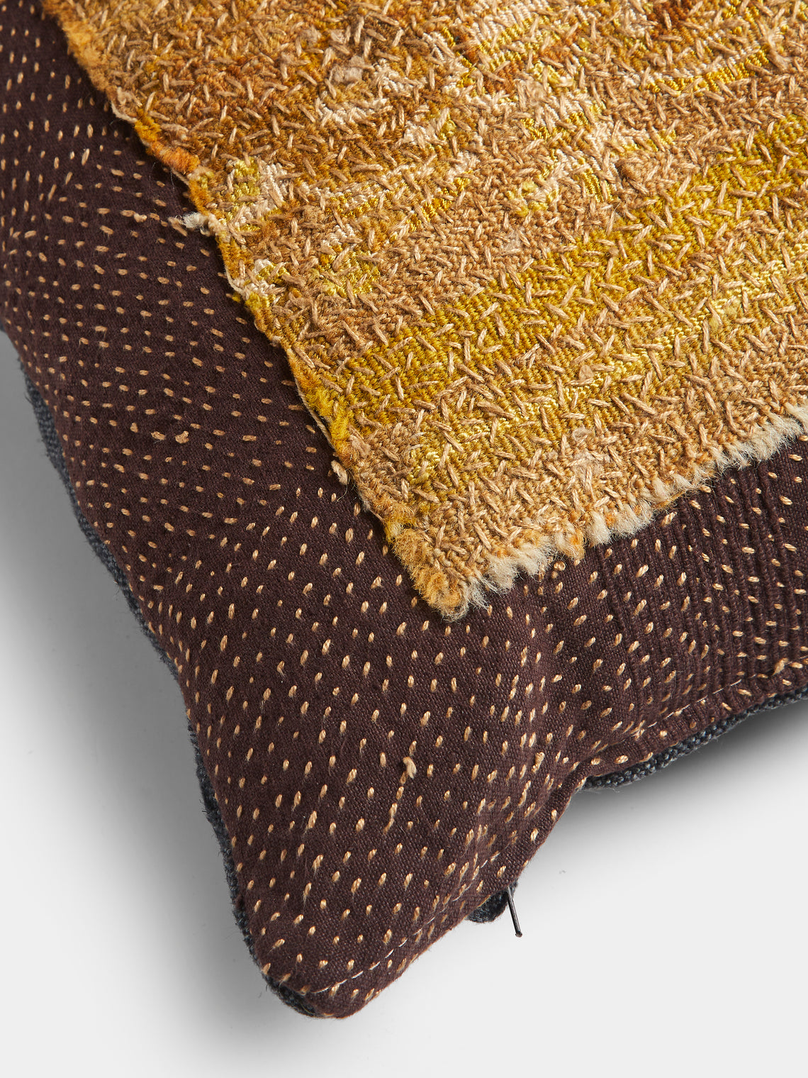 By Walid - 18th-Century French Aubusson Tapestry and Linen Cushion (23.5in/60cm) - Blue - ABASK