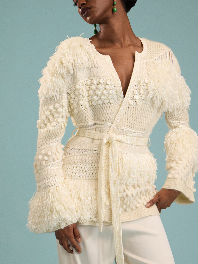 Heirlome - Vida Silk and Cashmere-Blend Cardigan | Size: S - Cream - ABASK