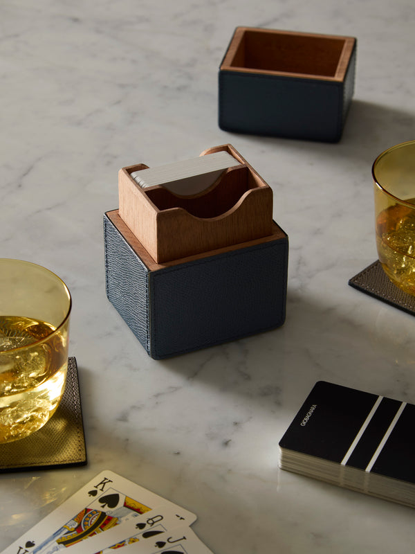 Giobagnara - Naples Leather Playing Cards Set - Navy - ABASK