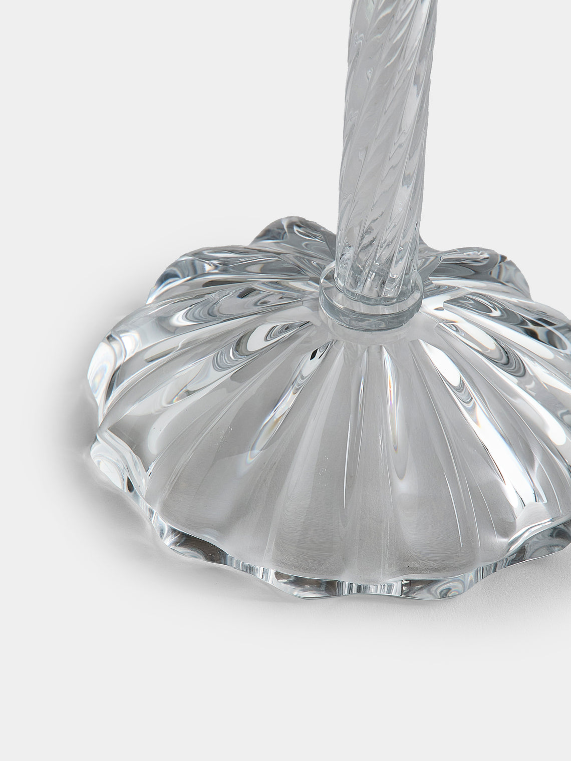 Aina Kari - Venetian Knot Hand-Blown Murano Glass Candlestick Holder - Clear - ABASK