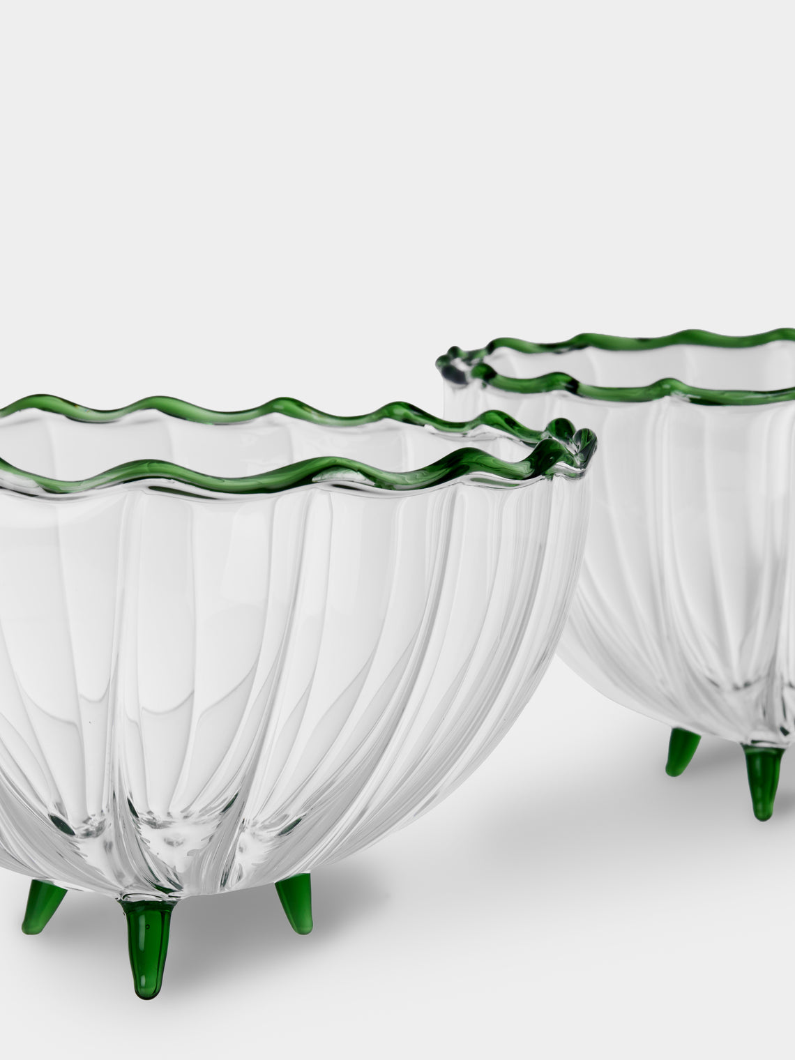 Casarialto - | Set of 4 | Flora Hand-Blown Glass Bowls - Green - ABASK