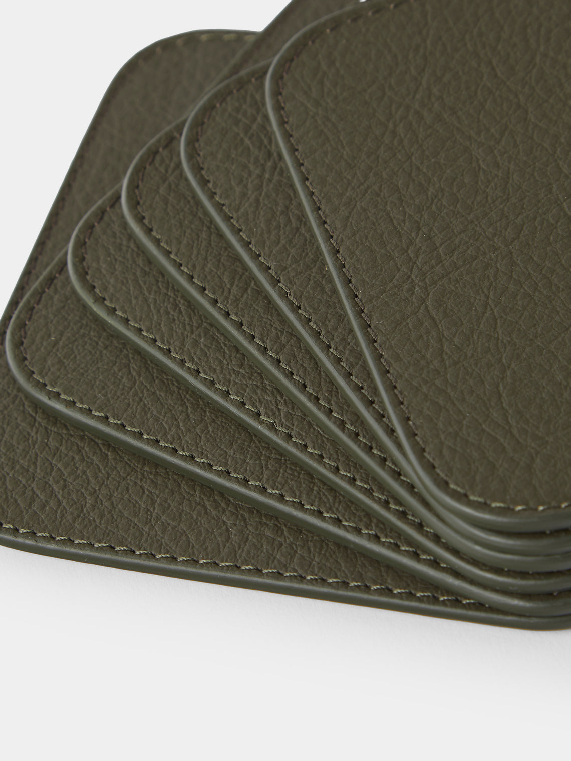 Giobagnara x Poltrona Frau - Leather and Walnut Coasters with Holder (Set of 6) - Olive - ABASK