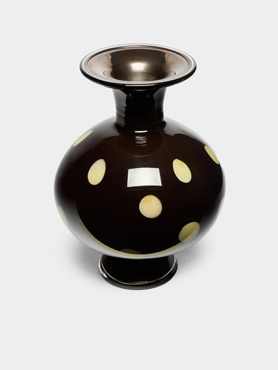 Martyn Thompson Studio - Penny Spotted Hand-Blown Glass Vase (12.5in/32cm) - Black - ABASK - 