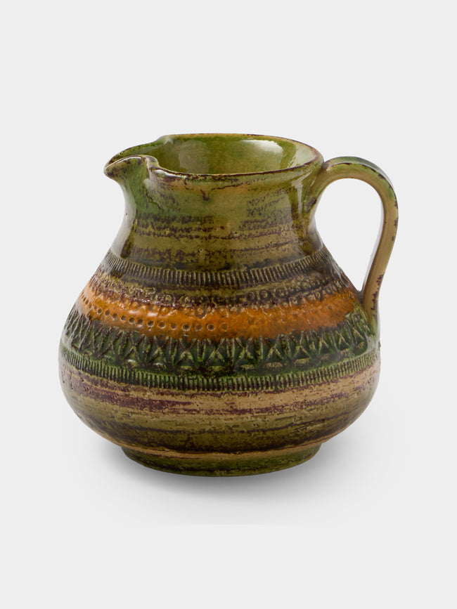 Antique and Vintage - 1960s Bitossi Sahara Ceramic Jug - Green - ABASK - 