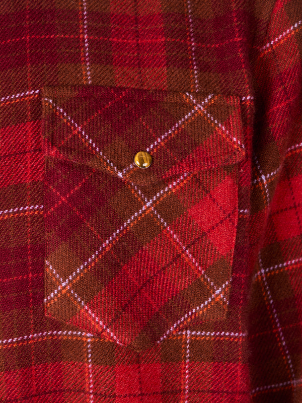 God's True Cashmere - Love Tartan Cashmere Shirt | Size: S - Red - ABASK