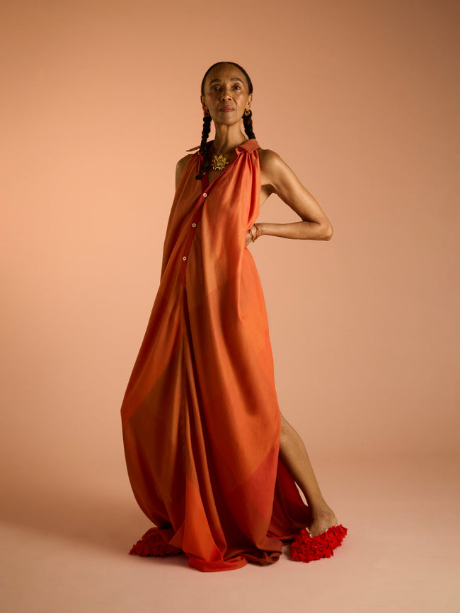 collared halter dress Orange Women's The Collared Halter Dress by Marrakshi Life