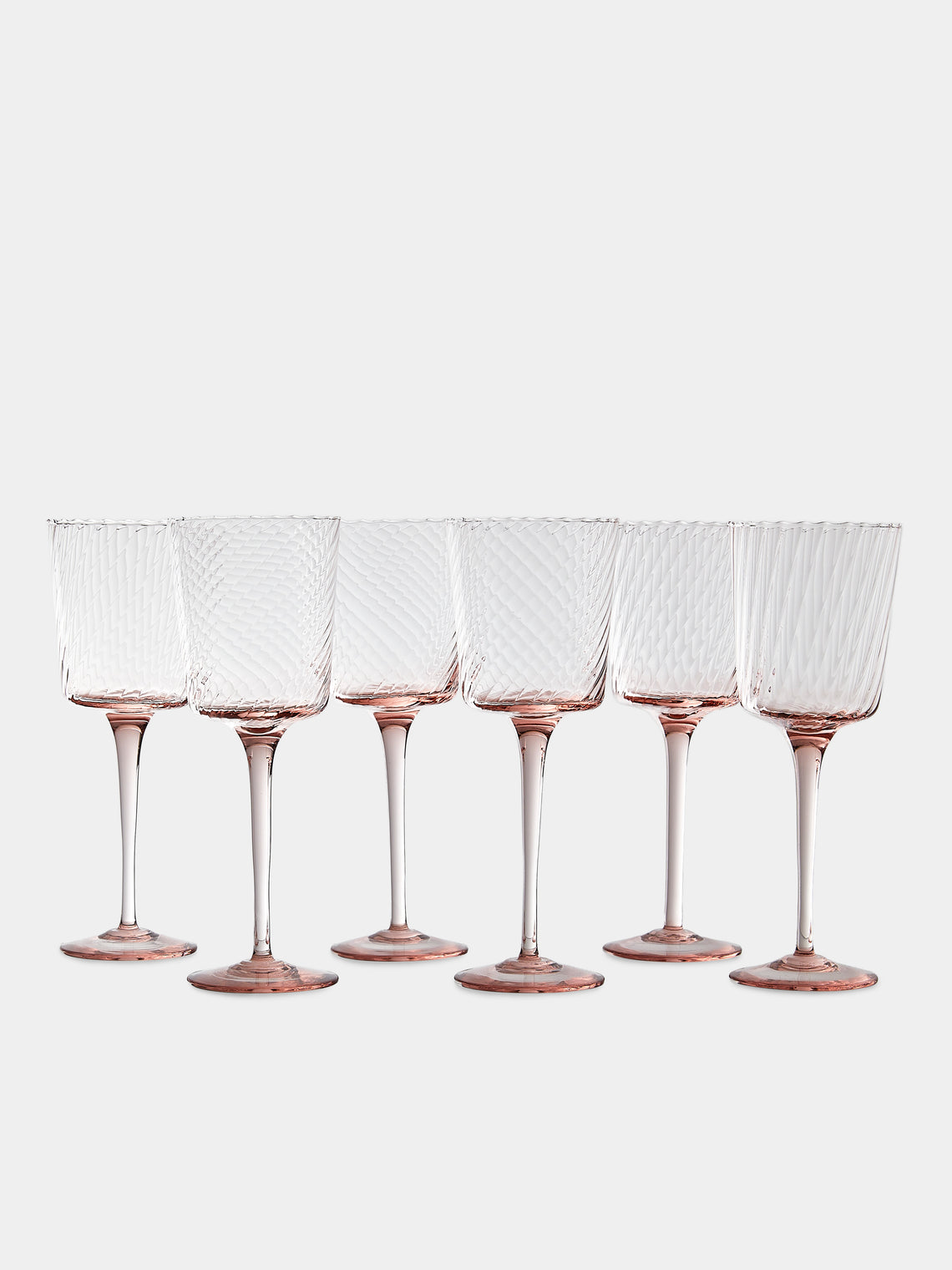 Mun Deluxe Brand Venezia - Torsé Hand-Blown Glass Wine Glasses (Set of 6) - Pink - ABASK