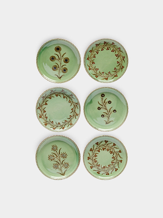 Poterie d’Évires - Flowers Hand-Painted Ceramic Small Plates (Set of 6) -  - ABASK - 