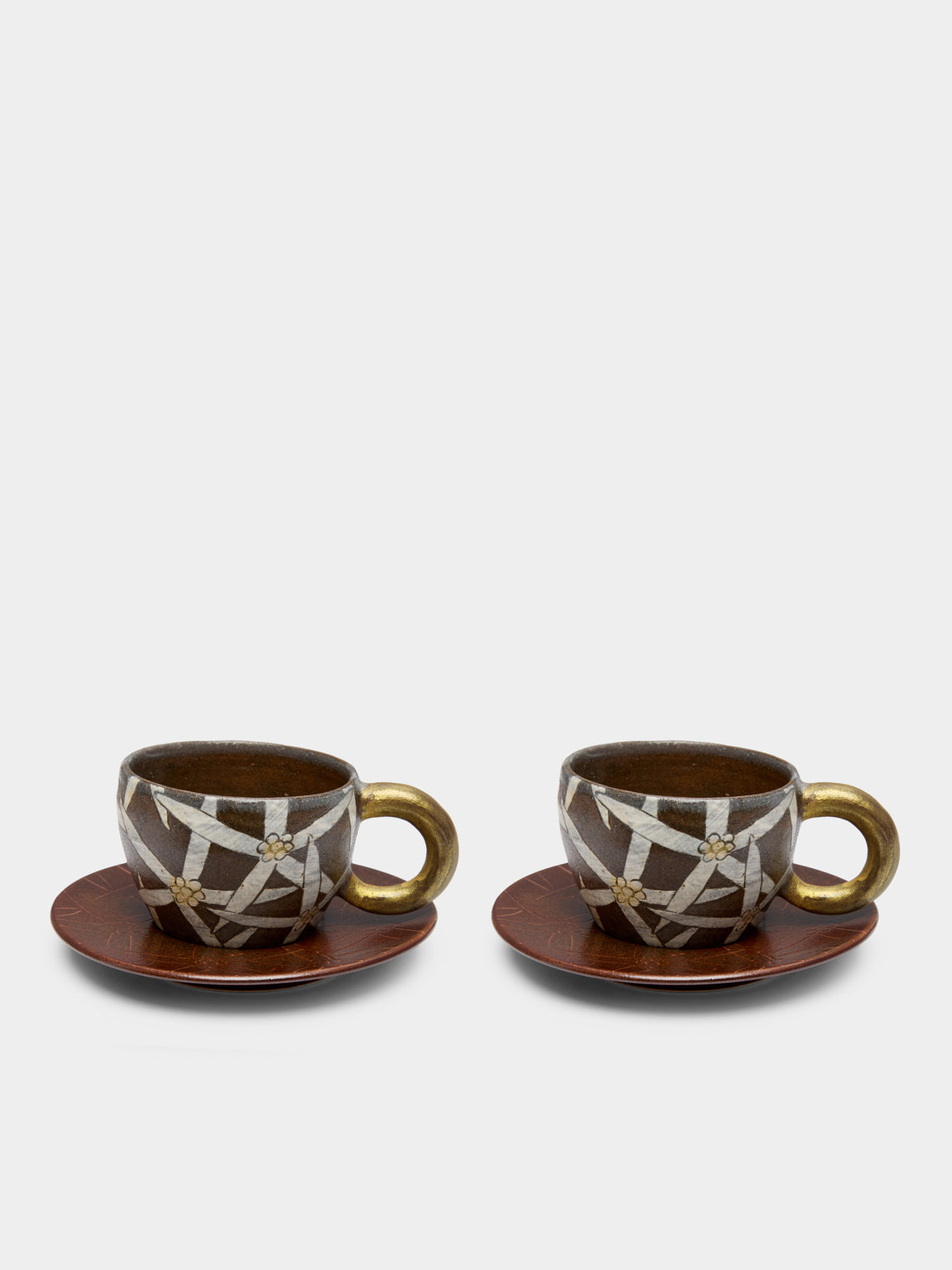 Na Yong-hwan - Wildflower Buncheong Espresso Cup and Saucer (Set of 2) - Brown - ABASK 
