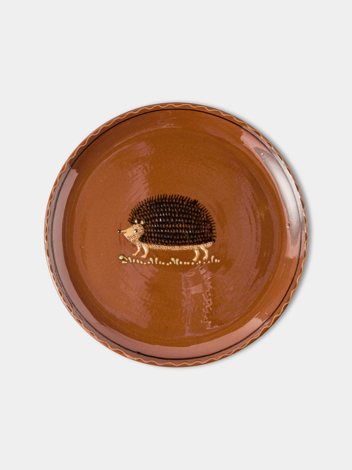 Poterie d’Évires - Animals Hand-Painted Ceramic Dinner Plates – 9.5in/24cm (Set of 4) - Light Brown - ABASK
