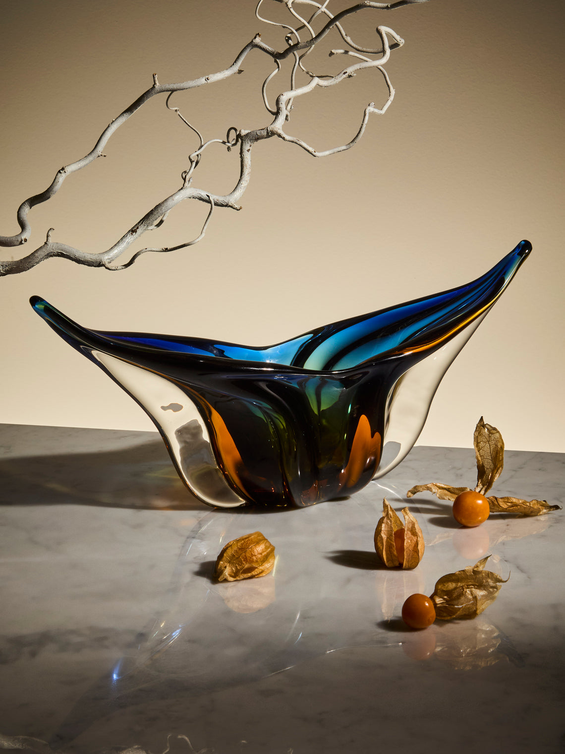 Antique and Vintage - 1950s Murano Glass Bowl (16in/40.5cm) - Clear - ABASK