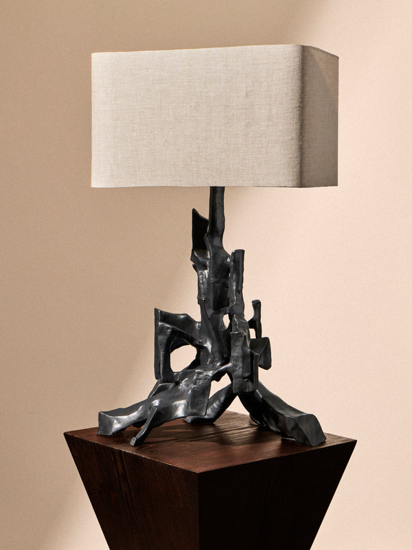 Viya - Maski Brass and Linen Table Lamp - Brass - ABASK