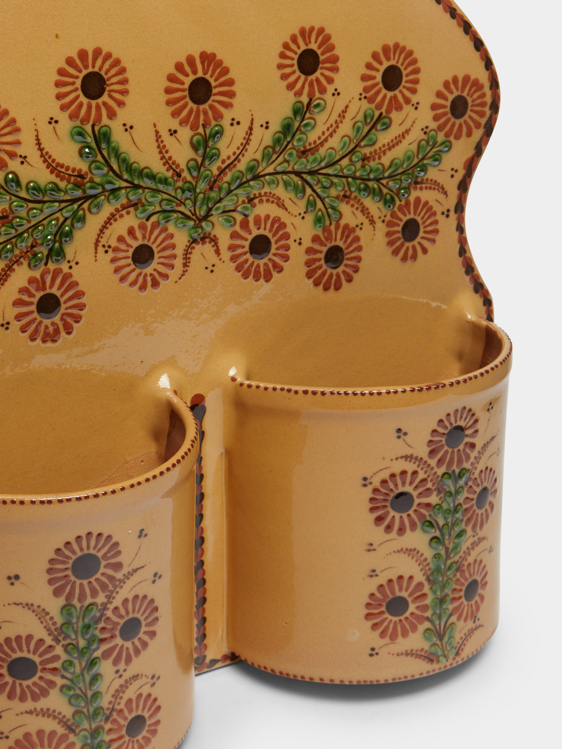 Poterie d’Évires - Flowers Hand-Painted Ceramic Double Utensil Holder -  - ABASK