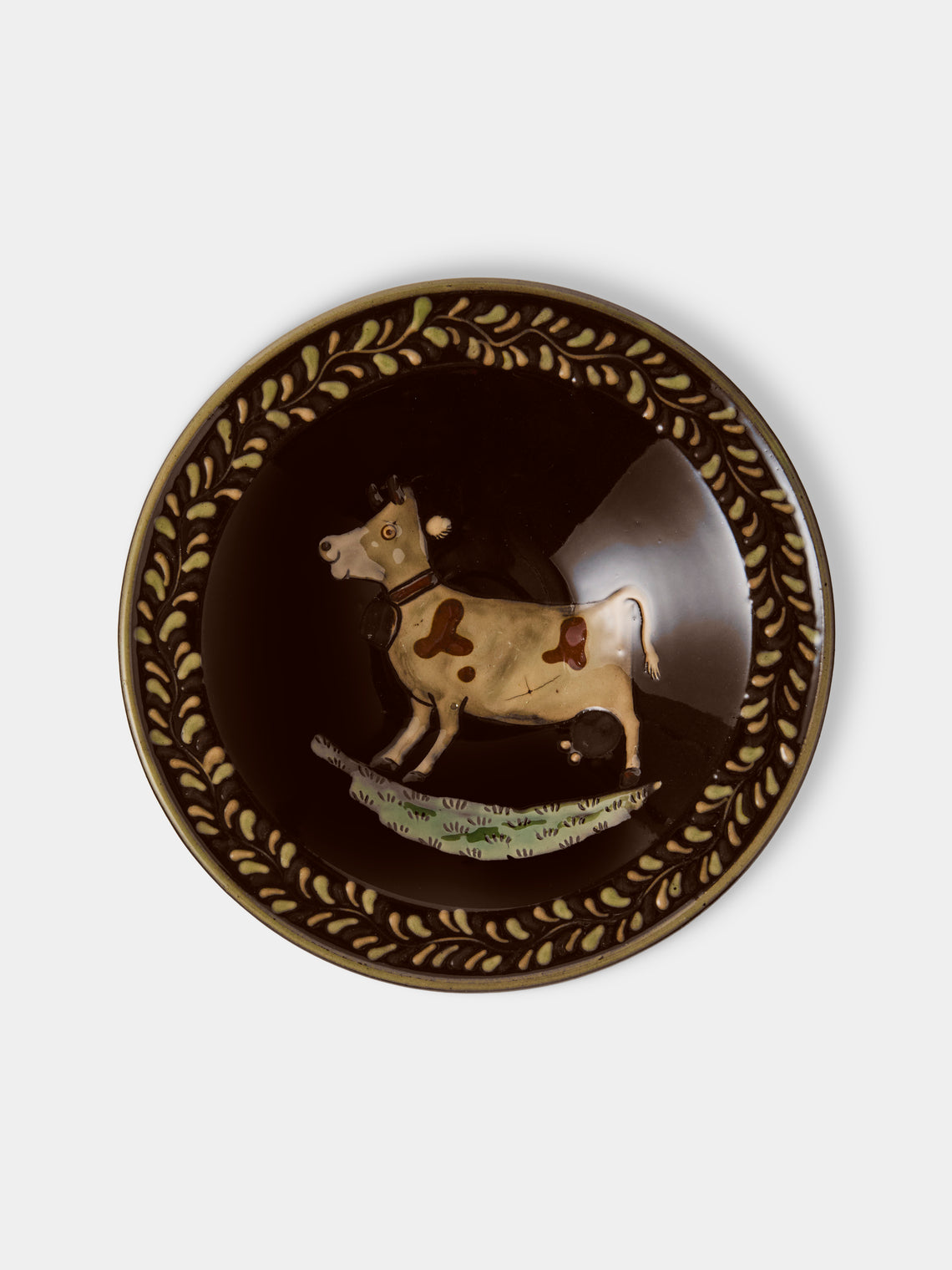 Poterie d’Évires - Animals Hand-Painted Ceramic Breakfast Bowls (Set of 4) - Dark Brown - ABASK