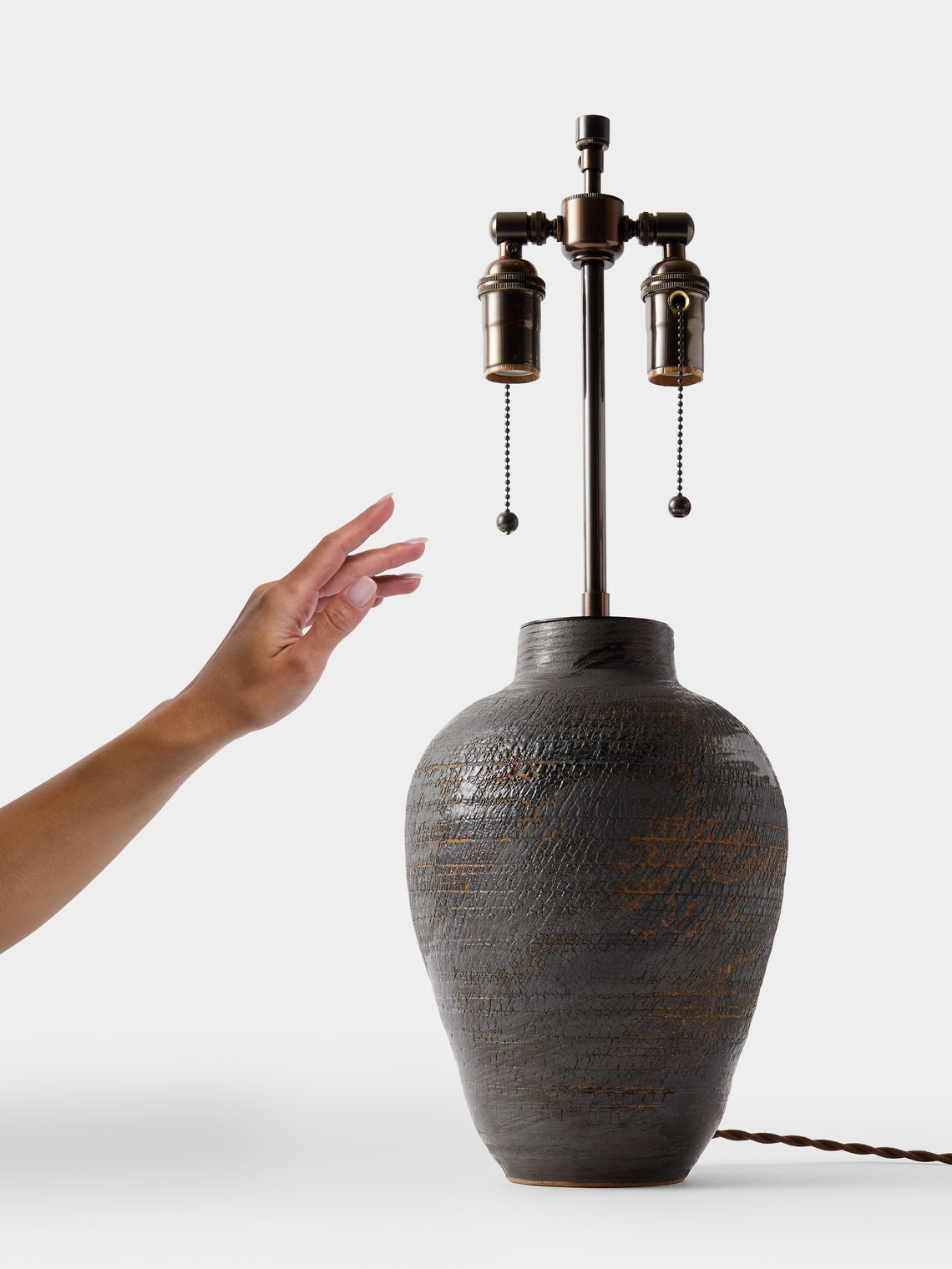 Peter Speliopoulos Projects - Hand-Glazed Stoneware Table Lamp - Black - ABASK