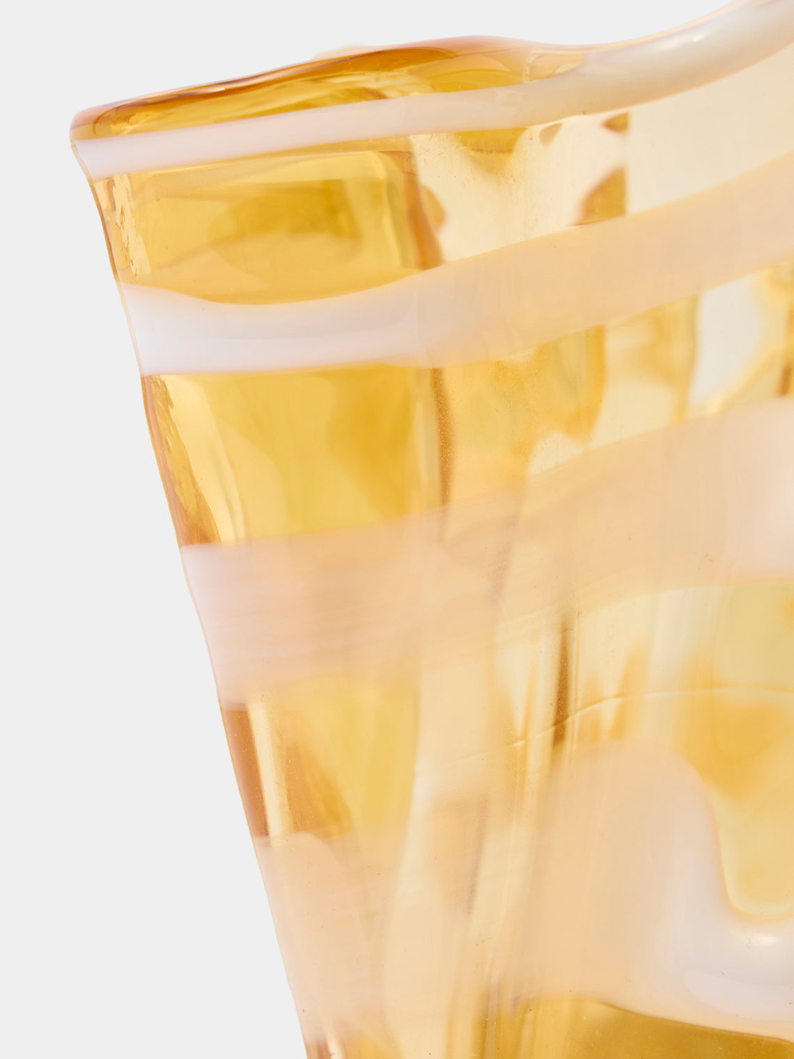 Antique and Vintage - 1980s A. Dal Borgo Murano Glass Vase (12.5in/31.5cm) - Yellow - ABASK
