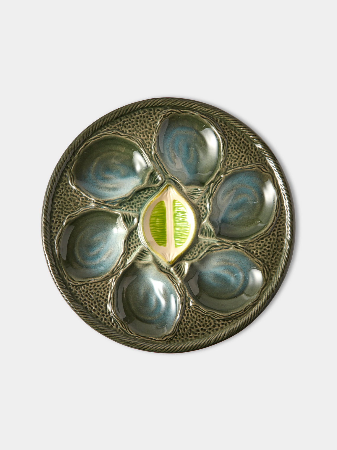 Antique and Vintage - Mid-Century Majolica Ceramic Oyster Plates (Set of 10) - Multiple - ABASK