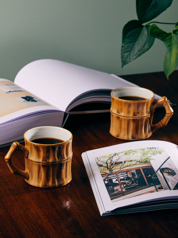 Este Ceramiche - Bamboo Hand-Painted Ceramic Mugs (Set of 4) -  - ABASK