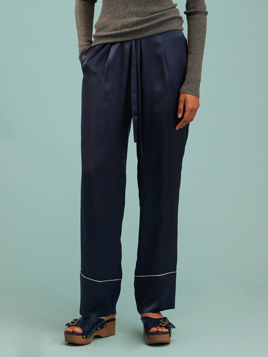 Dorso - Bandana Silk Pajama Set | Size: S - Navy - ABASK