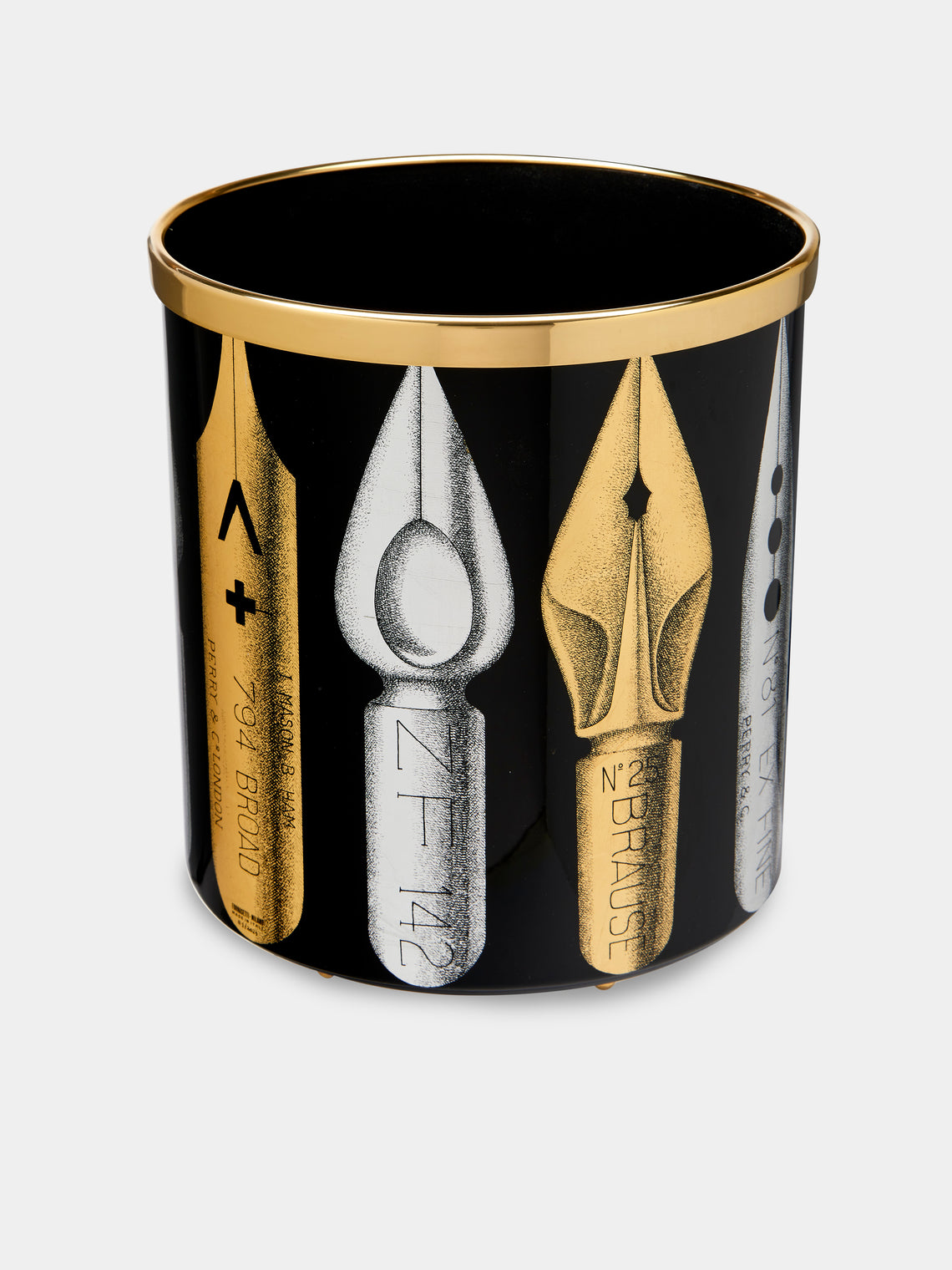 Fornasetti - Pennini Wood Wastepaper Bin - Black - ABASK - 