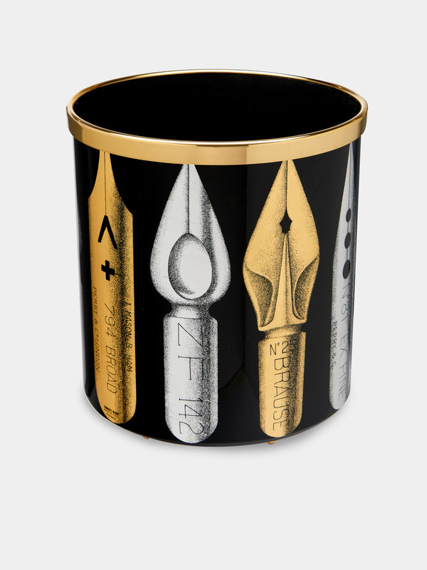 Fornasetti - Pennini Wood Wastepaper Bin - Black - ABASK - 