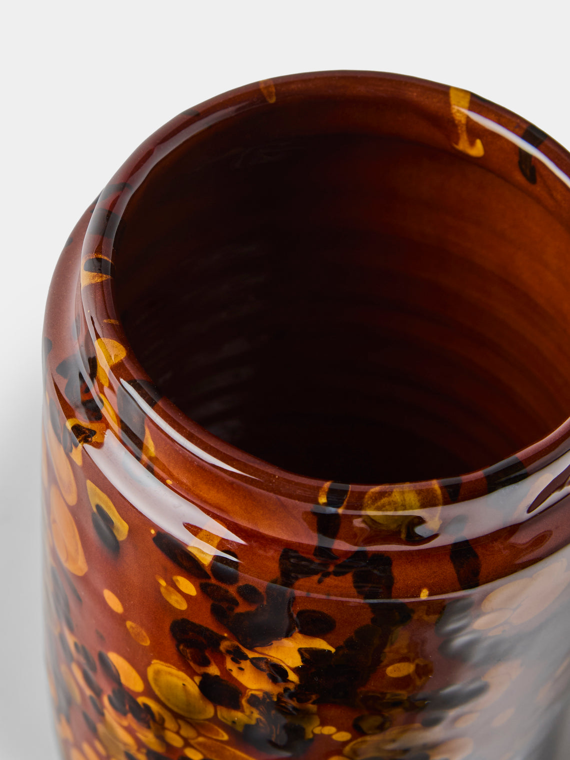 Poterie de Cliousclat - Hand-Speckled Slipware Lidded Pots (Set of 2) - Brown - ABASK