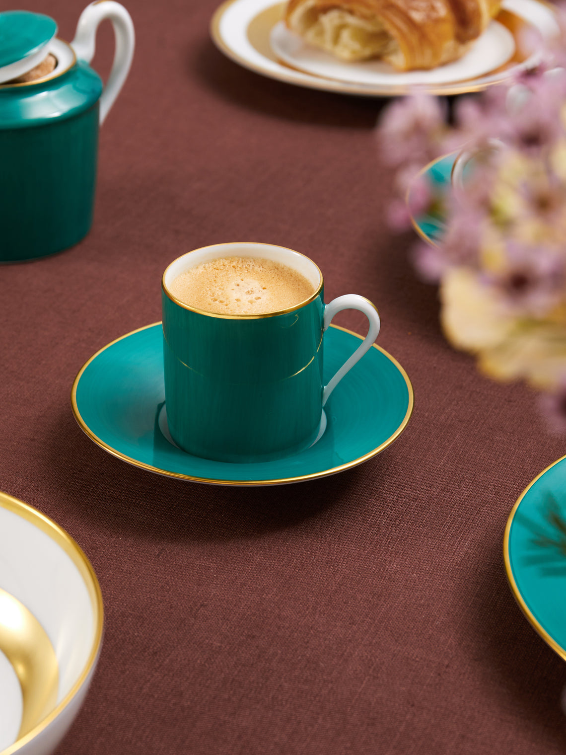 Robert Haviland & C. Parlon - Coco Hand-Painted Porcelain Coffee Cup and Saucer (Set of 2) - Green - ABASK