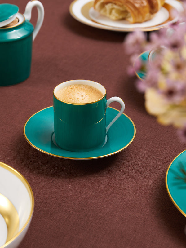 Robert Haviland & C. Parlon - Coco Hand-Painted Porcelain Coffee Cup and Saucer (Set of 2) - Green - ABASK