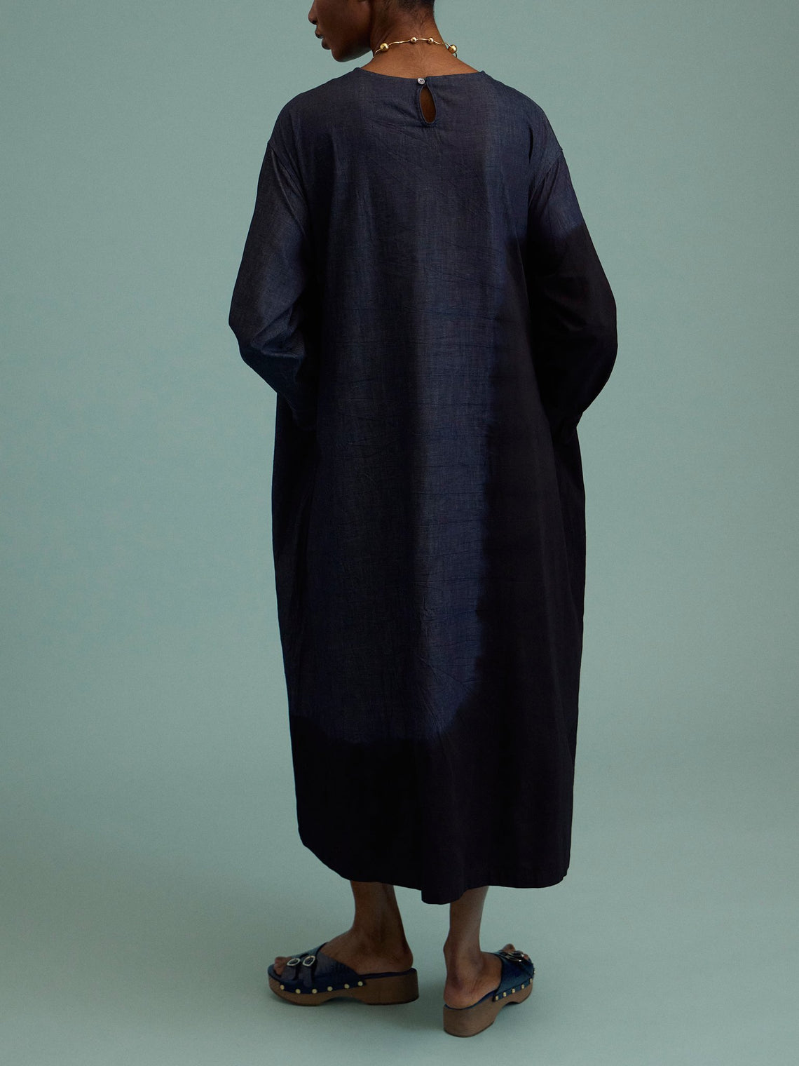 Suzusan - Pima Cotton Denim Wide Dress | Size: S - Black - ABASK