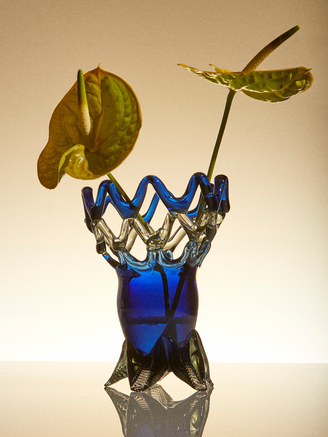 Antique and Vintage - Mid-Century Glass Vase - Blue - ABASK