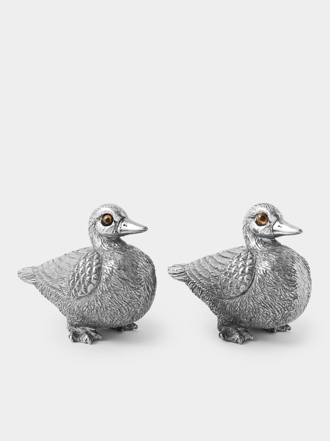 Au Bain Marie - | Set of 2 | Duck Pewter Salt and Pepper Shakers - Silver - ABASK - 