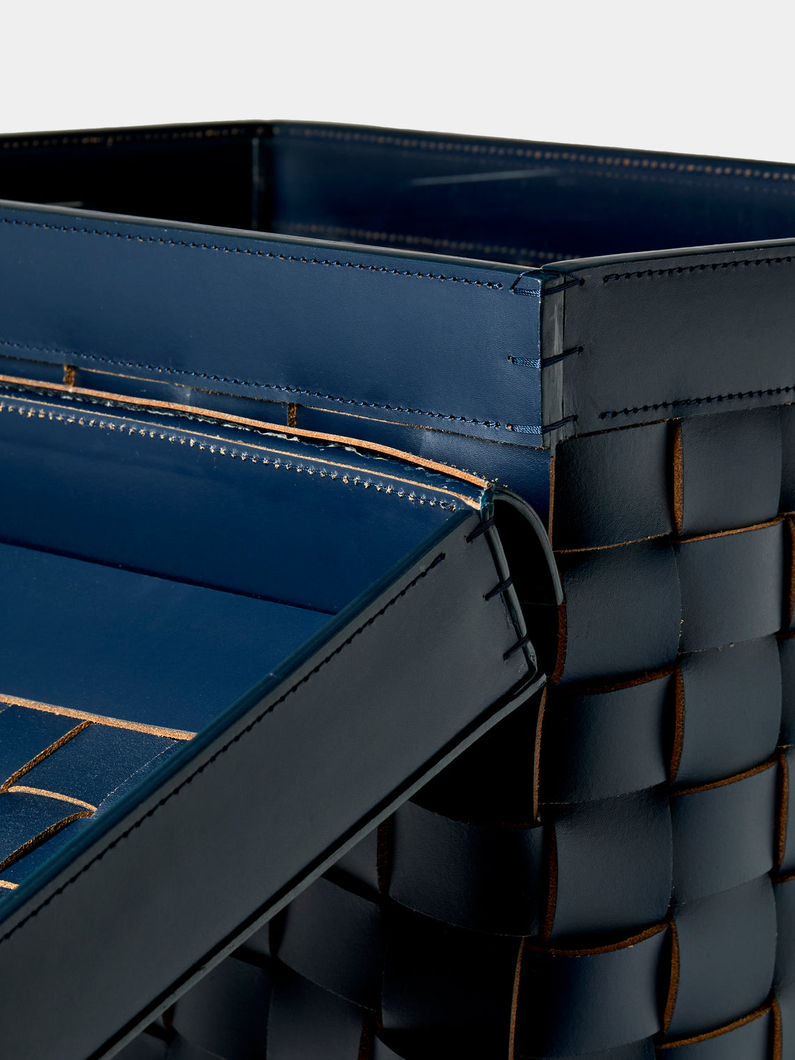 Riviere - Barcelona Water-Resistant Leather Laundry Basket - Navy - ABASK