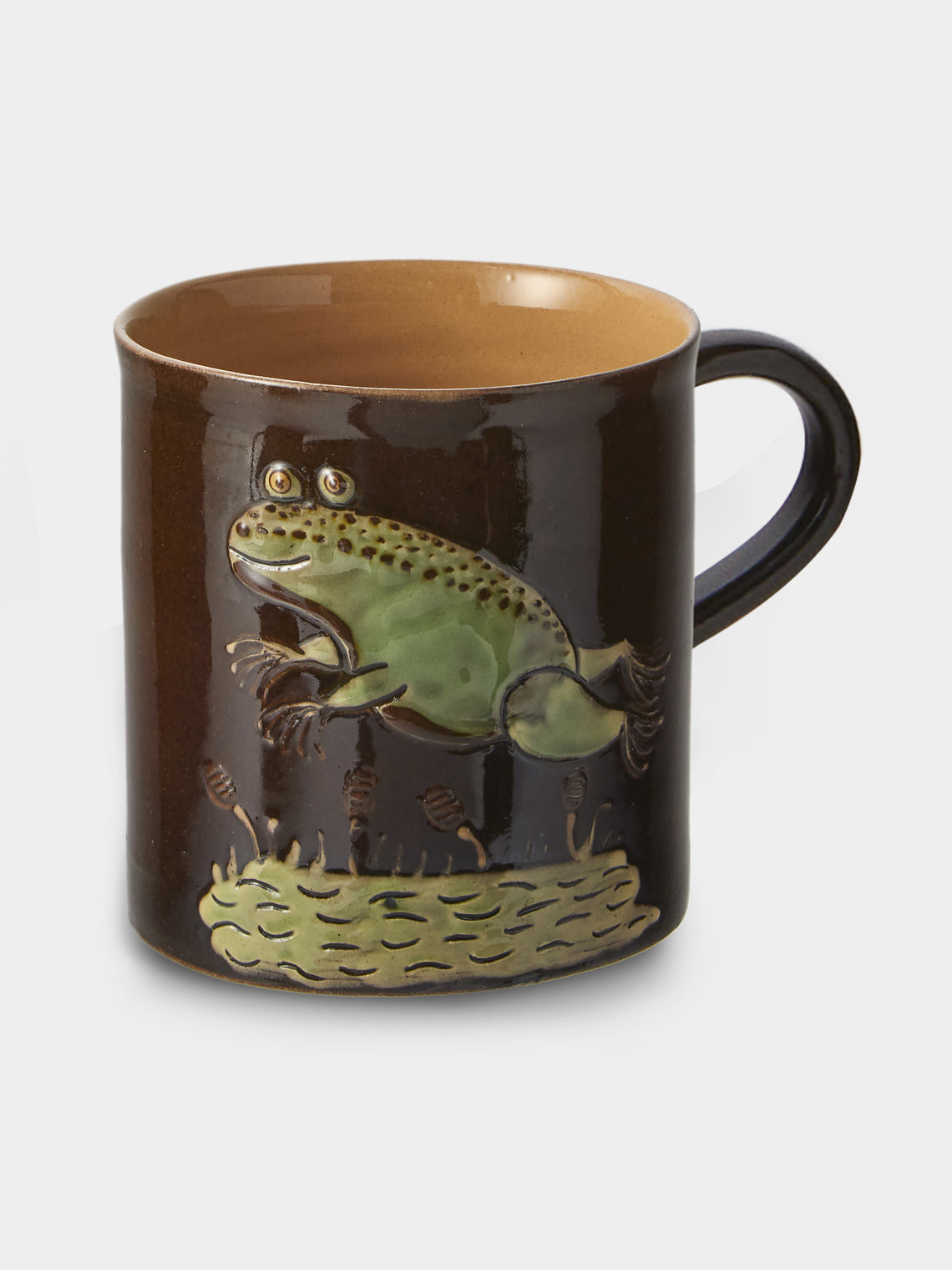 Poterie d’Évires - Animals Hand-Painted Ceramic Mugs (Set of 4) - Dark Brown - ABASK