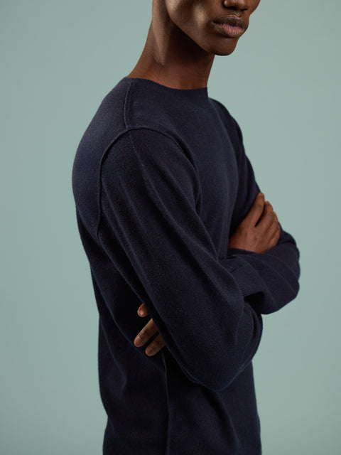 Denis Colomb - Cashmere Crew-Neck Sweater | Size: M - Navy - ABASK