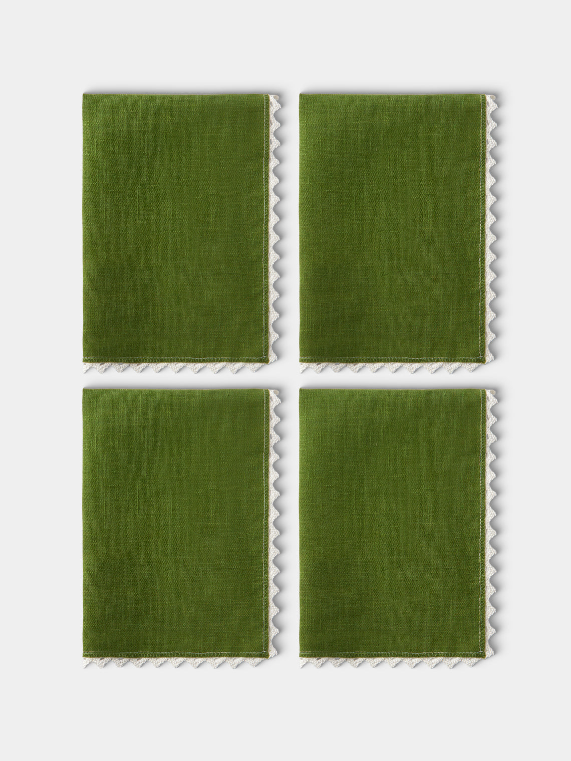 Borgo delle Tovaglie - Linen Crochet-Edge Placemats (Set of 4) - Green - ABASK - 