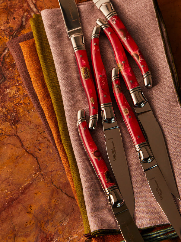 Goyon-Chazeau - Le Thiers Pressed Flowers Resin Steak Knives (Set of 6) -  - ABASK