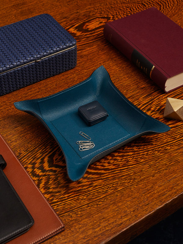 Giobagnara - Jack Leather Square Valet Tray - Blue - ABASK